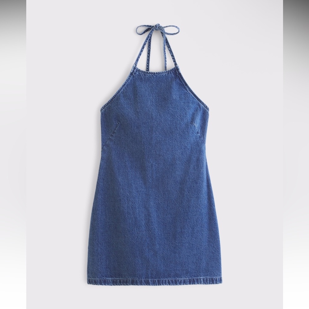Abercrombie Open-Back Halter Denim Mini Dress